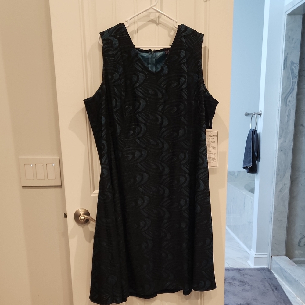 Roaman's Black Patterned Mini Dress